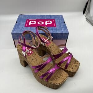 Pop Womens Admission Heeled Sandals Pink Fuschia Size 8.5M